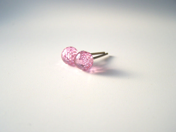 Pink Cubic Zirconia Niobium Stud Earrings