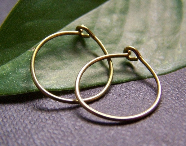 hypoallergenic gold niobium hoop earrings for sensitive ears choose your size handmade by Variya