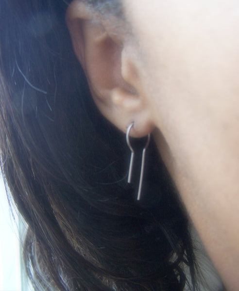 Titanium or Niobium Unisex Open Hoop Threader Earrings
