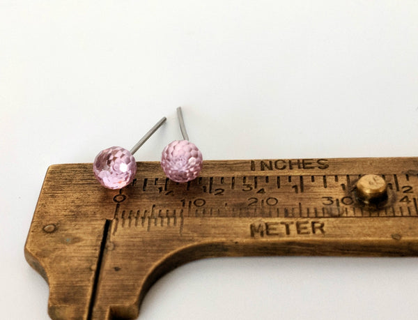 Pink Cubic Zirconia Titanium Stud Earrings