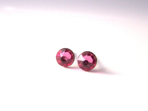 Pink Crystal Titanium Stud Earrings