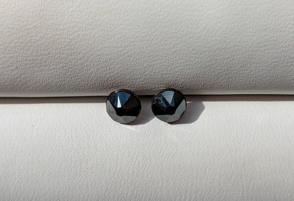 Jet Black Hematiite Crystal Titanium Stud Earrings