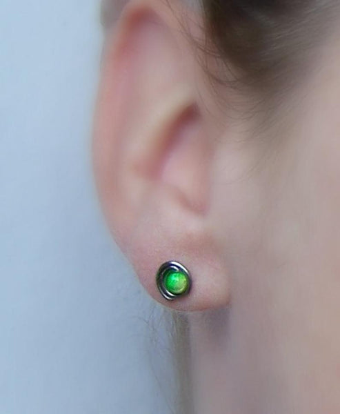 Hypoallergenic Titanium Stud Post Earrings Green