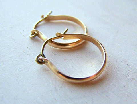 Niobium Post Gold Hoop Earrings